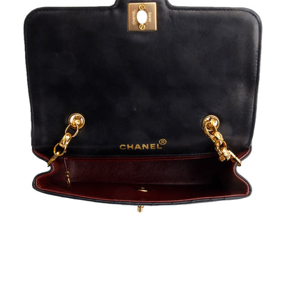 Chanel Vintage Black Lambskin Leather Mini Diana Bijoux Flap Bag