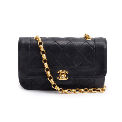 Chanel Vintage Black Lambskin Leather Mini Diana Bijoux Flap Bag