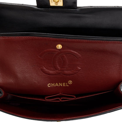Chanel Vintage Black Lambskin Leather Small Classic Double Flap Bag