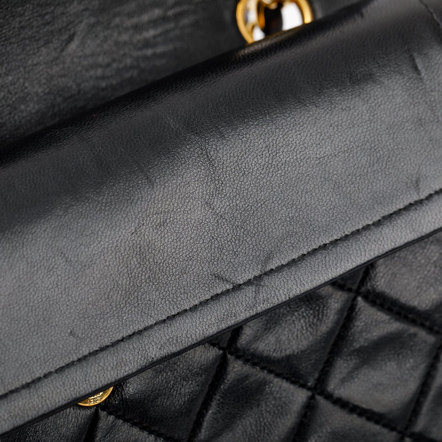 Chanel Vintage Black Lambskin Leather Small Classic Double Flap Bag