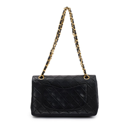 Chanel Vintage Black Lambskin Leather Small Classic Double Flap Bag