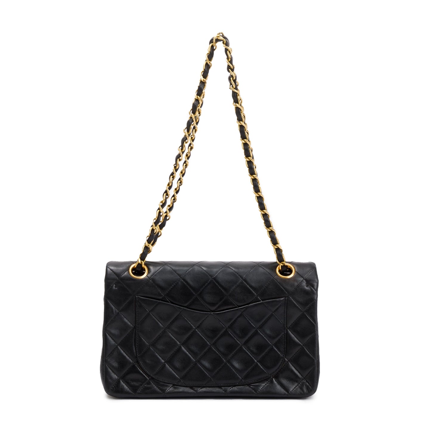 Chanel Vintage Black Lambskin Leather Small Classic Double Flap Bag