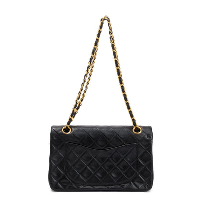 Chanel Vintage Black Lambskin Leather Small Classic Double Flap Bag