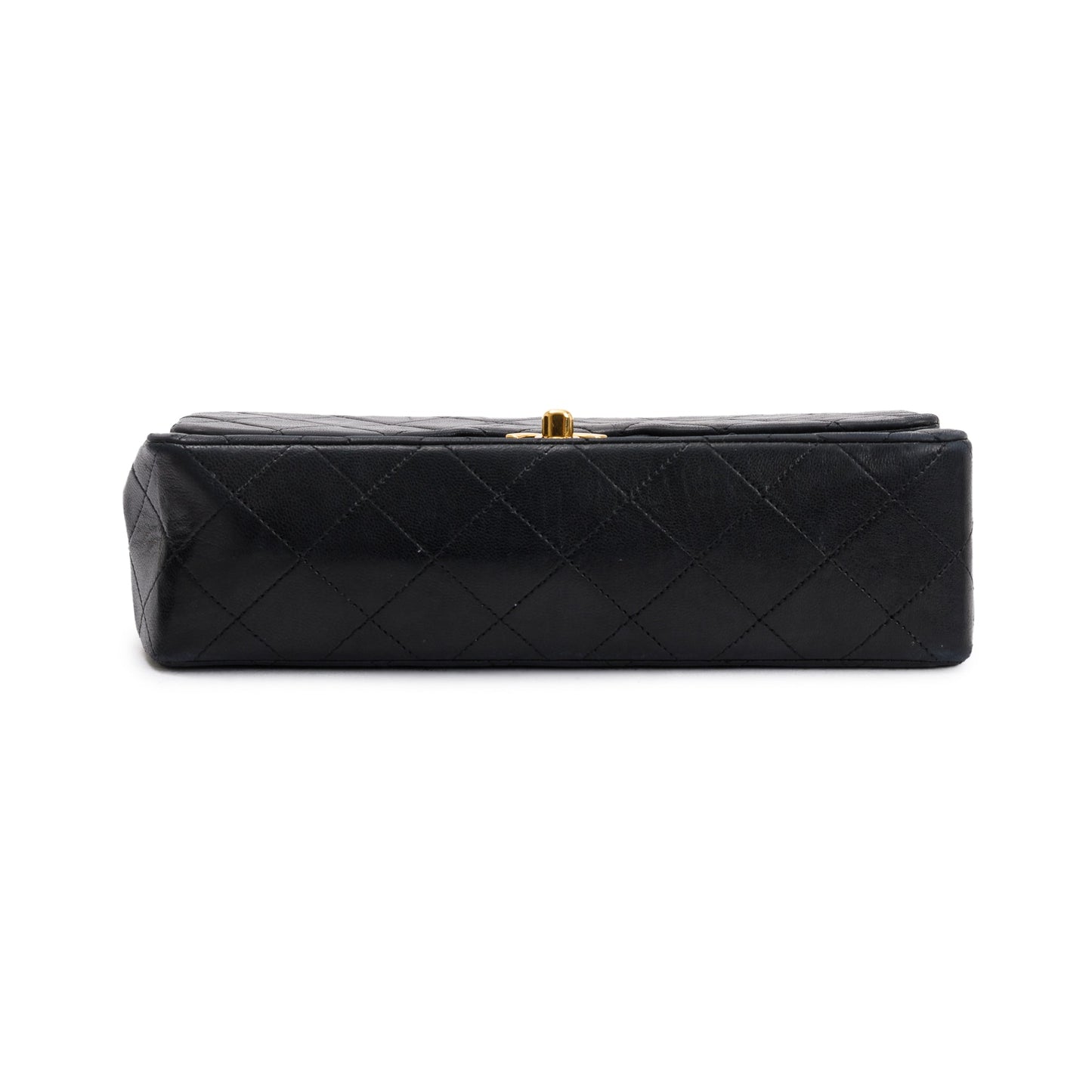Chanel Vintage Black Lambskin Leather Small Classic Double Flap Bag