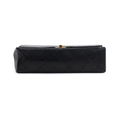 Chanel Vintage Black Lambskin Leather Small Classic Double Flap Bag