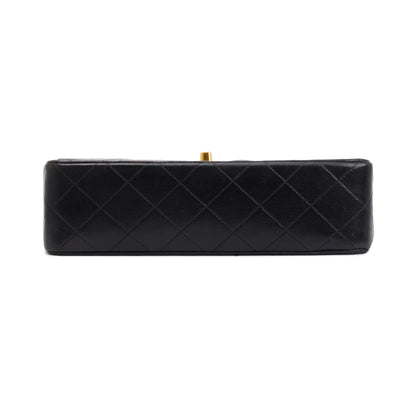 Chanel Vintage Black Lambskin Leather Small Classic Double Flap Bag