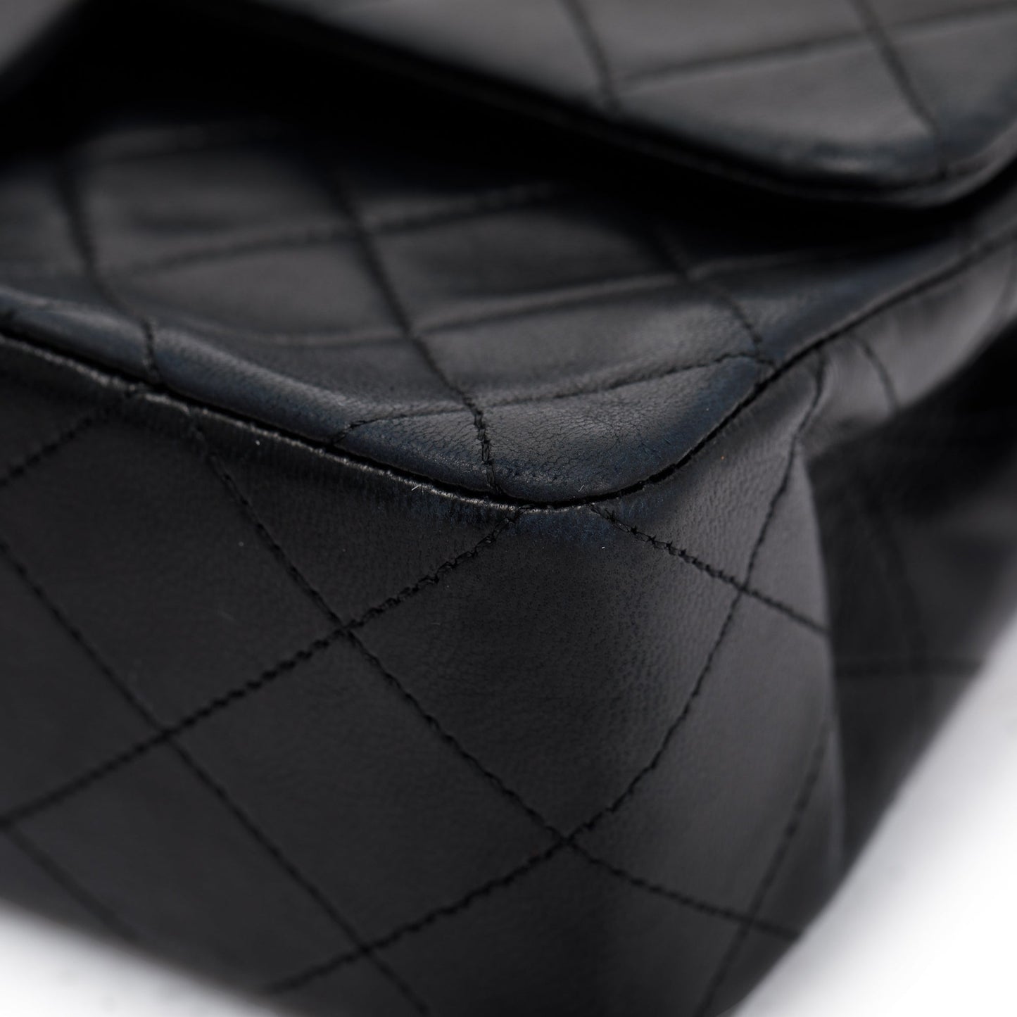 Chanel Vintage Black Lambskin Leather Small Classic Double Flap Bag