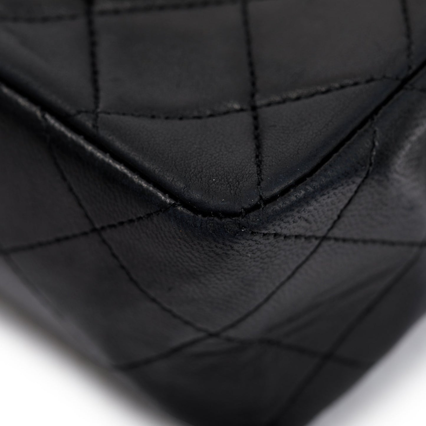 Chanel Vintage Black Lambskin Leather Small Classic Double Flap Bag