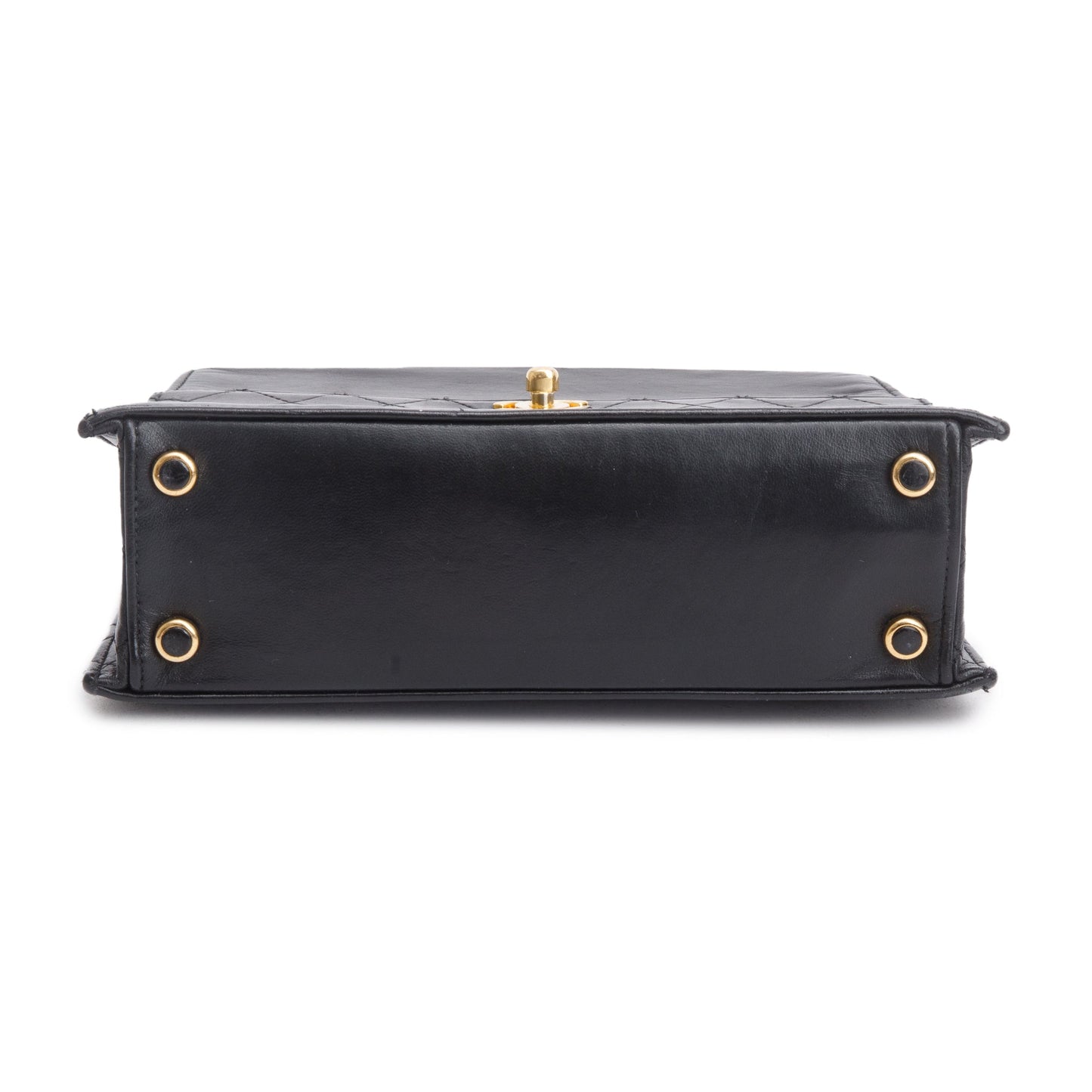 Chanel Vintage Black Lambskin Leather Trapezoid Flap Bag