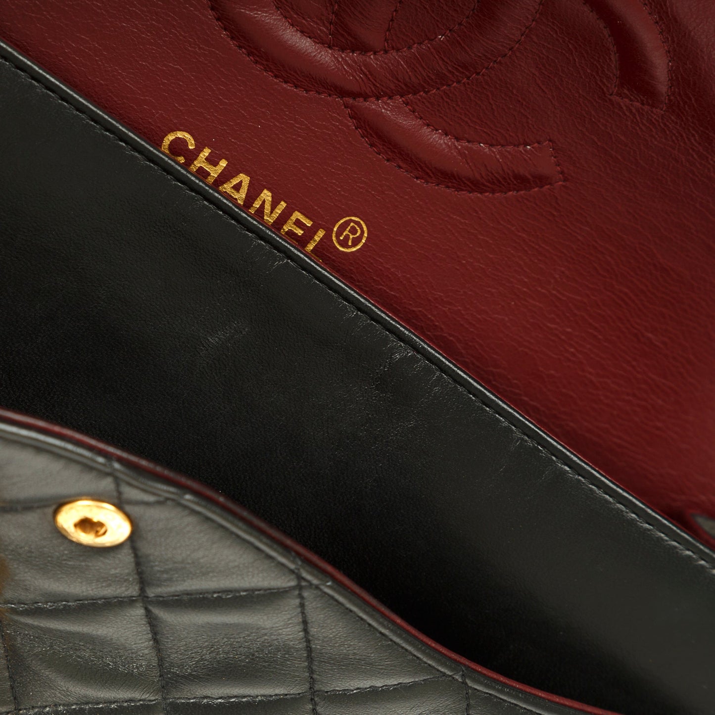 Chanel Vintage Black Lambskin Medium Classic Double Flap Bag