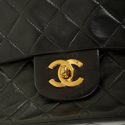 Chanel Vintage Black Lambskin Medium Classic Double Flap Bag
