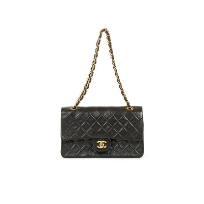 Chanel Vintage Black Lambskin Medium Classic Double Flap Bag