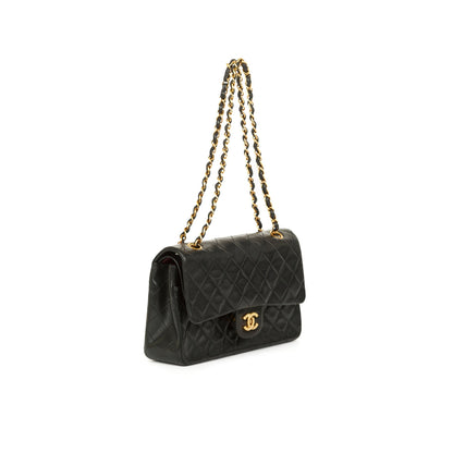 Chanel Vintage Black Lambskin Medium Classic Double Flap Bag