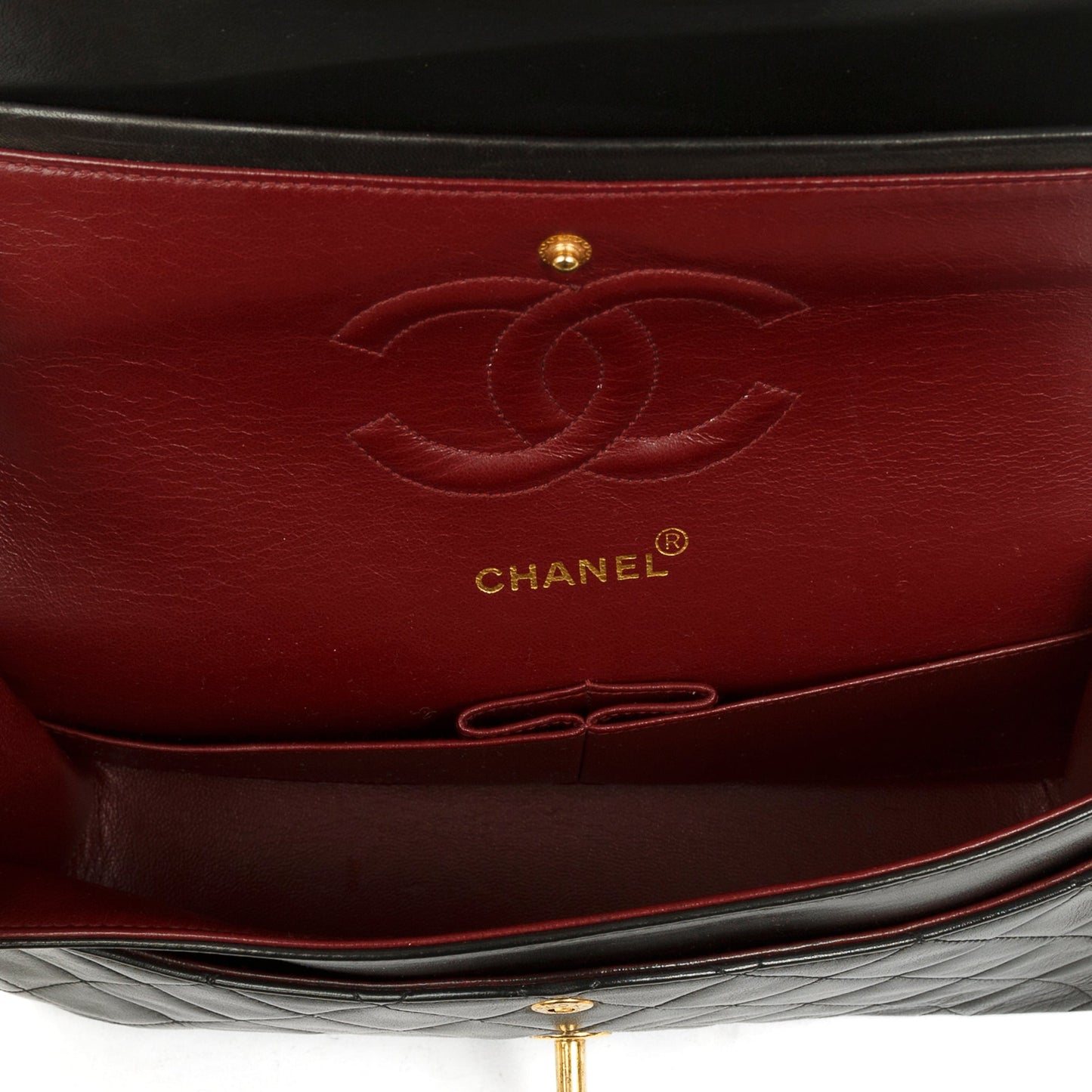Chanel Vintage Black Lambskin Medium Classic Double Flap Bag