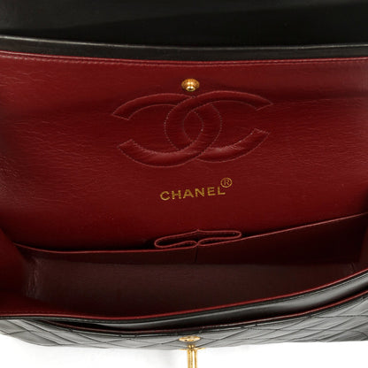 Chanel Vintage Black Lambskin Medium Classic Double Flap Bag