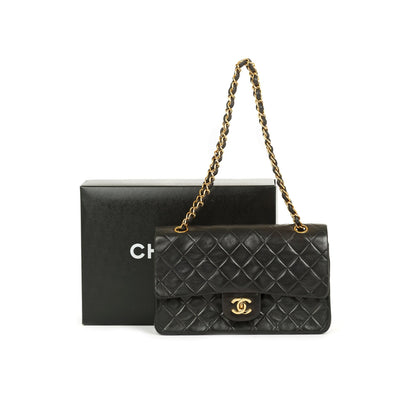 Chanel Vintage Black Lambskin Medium Classic Double Flap Bag