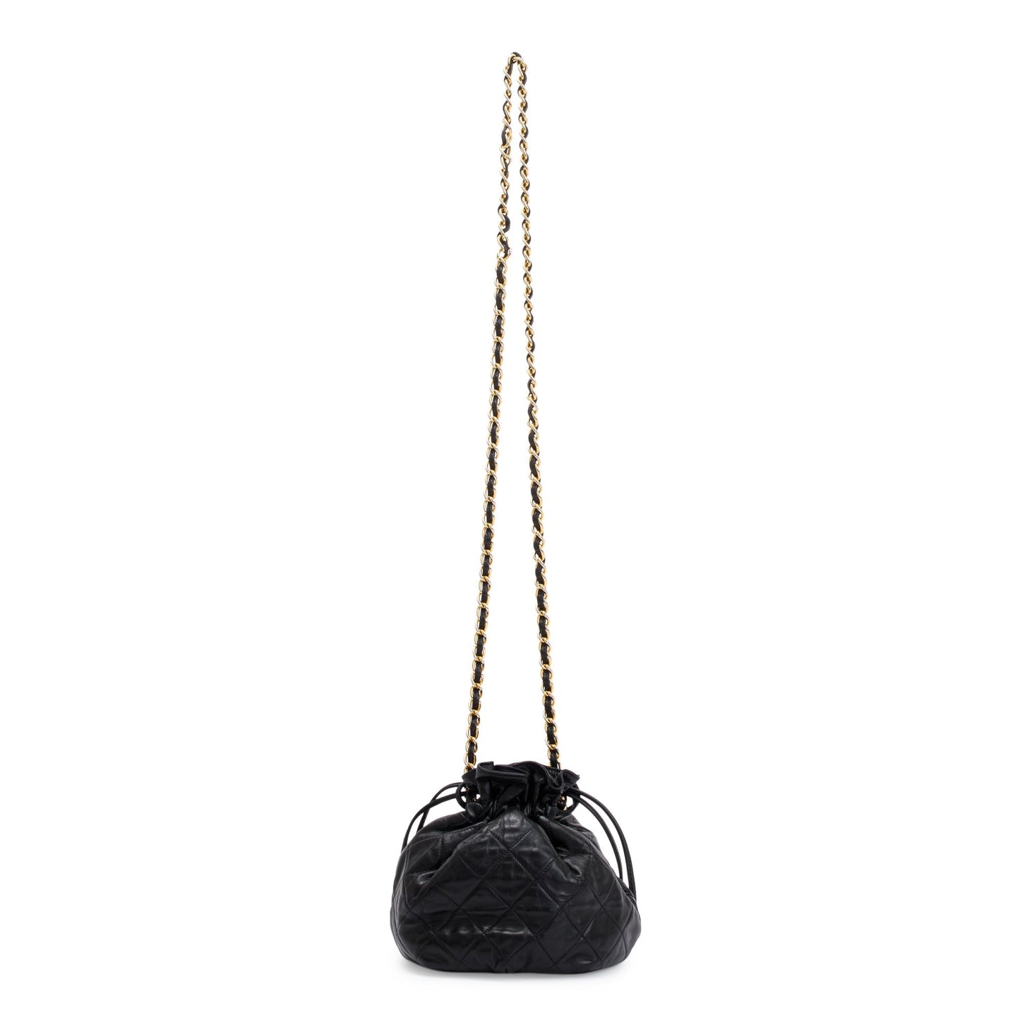 Chanel Vintage Black Lambskin Mini Bucket Crossbody Bag