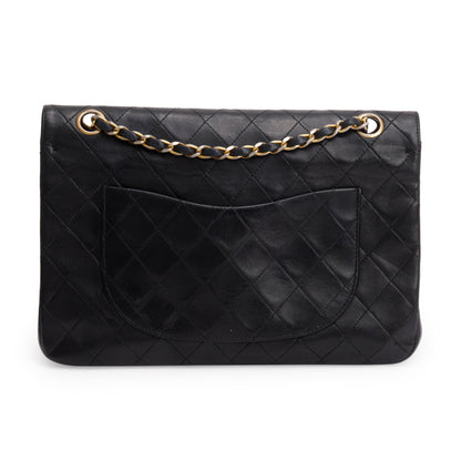 Chanel Vintage Black Lamskin Leather Medium Square Double Flap Bag