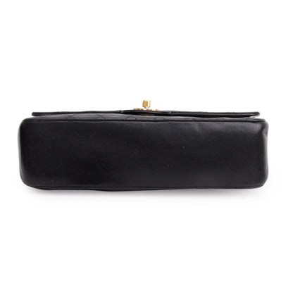 Chanel Vintage Black Lamskin Leather Medium Square Double Flap Bag