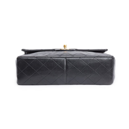 Chanel Vintage Black Lamskin Leather Medium Square Double Flap Bag