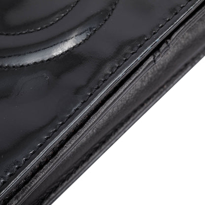 Chanel Vintage Black Patent Leather Timeless Wallet on Chain