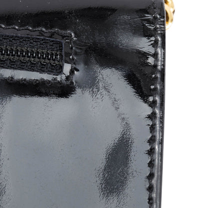 Chanel Vintage Black Patent Leather Timeless Wallet on Chain