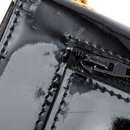 Chanel Vintage Black Patent Leather Timeless Wallet on Chain