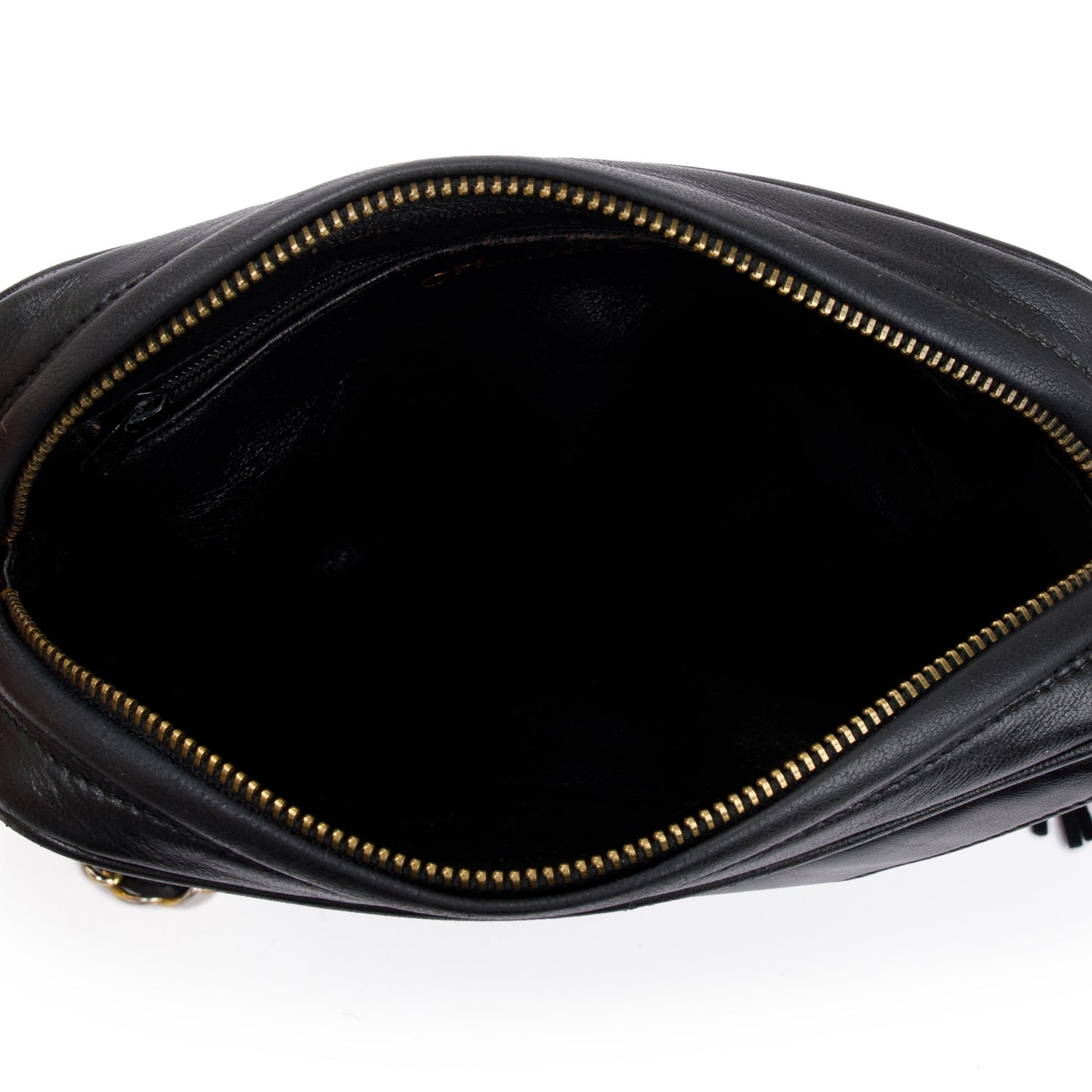 Chanel Vintage Black Quilted Calfskin Leather CC Tassel Camera Bag