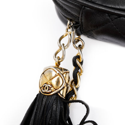 Chanel Vintage Black Quilted Calfskin Leather CC Tassel Camera Bag