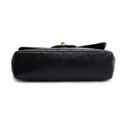 Chanel Vintage Black Quilted Lambskin Classic Jumbo Single Flap Bag