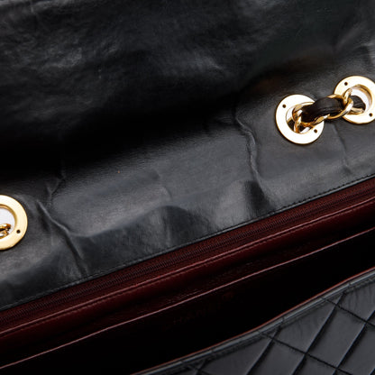Chanel Vintage Black Quilted Lambskin Classic Jumbo Single Flap Bag