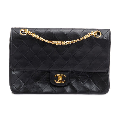 Chanel Vintage Black Quilted Lambskin Leather Bijoux Chain Medium Double Flap Bag
