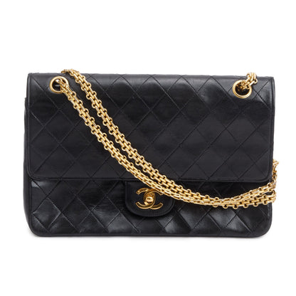 Chanel Vintage Black Quilted Lambskin Leather Bijoux Chain Medium Double Flap Bag