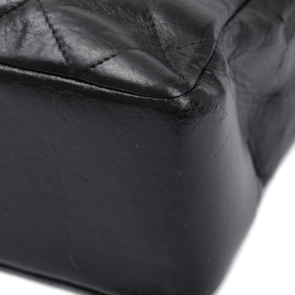 Chanel Vintage Black Quilted Lambskin Leather CC Shopping Tote