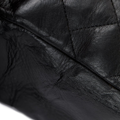 Chanel Vintage Black Quilted Lambskin Leather CC Shopping Tote
