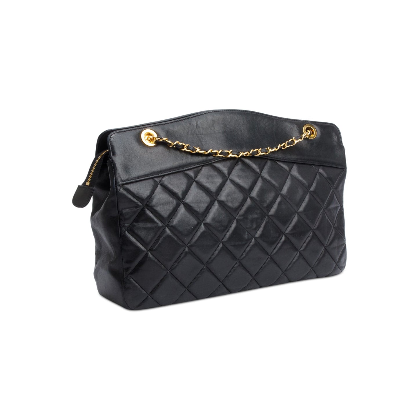 Chanel Vintage Black Quilted Lambskin Leather CC Shoulder Bag