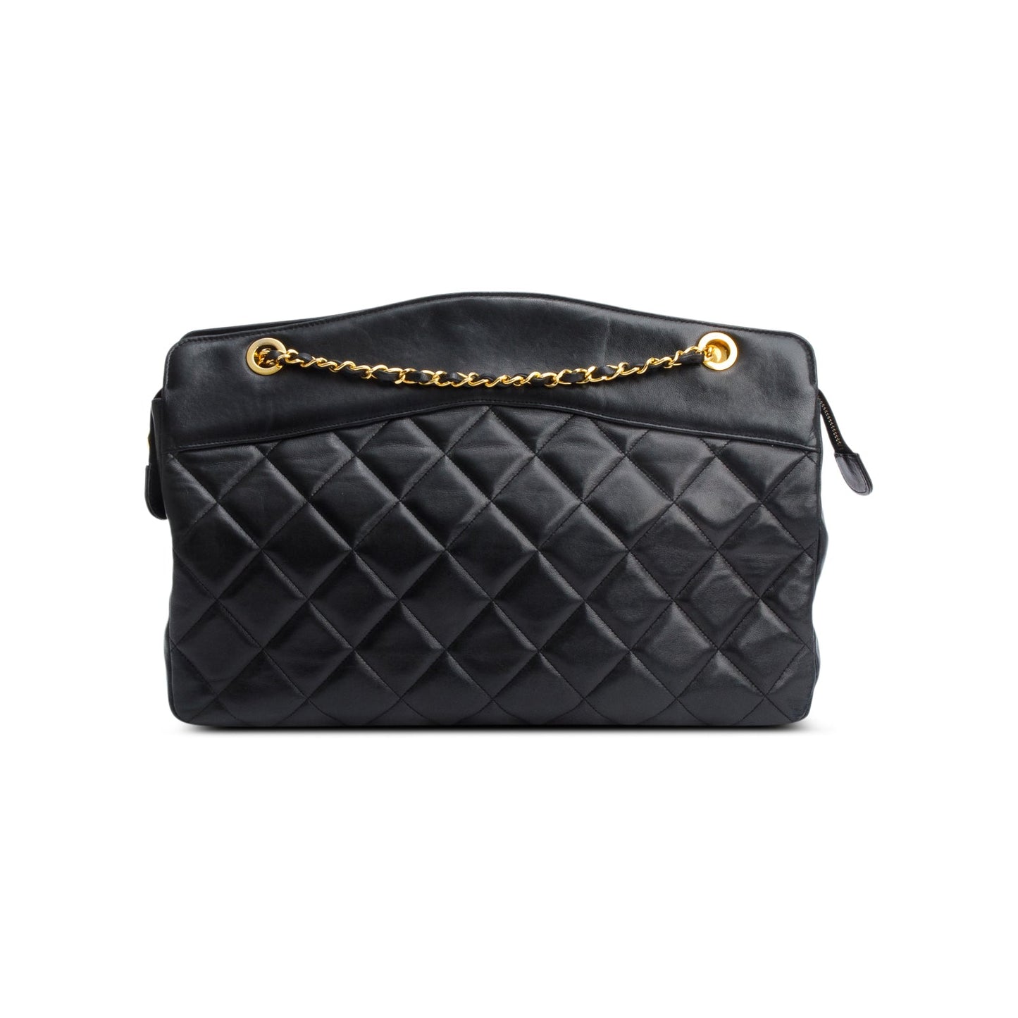 Chanel Vintage Black Quilted Lambskin Leather CC Shoulder Bag