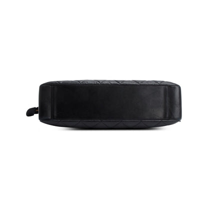 Chanel Vintage Black Quilted Lambskin Leather CC Shoulder Bag