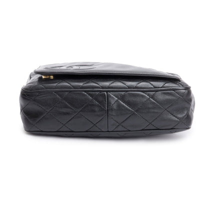 Chanel Vintage Black Quilted Lambskin Leather CC Tassel Camera Bag