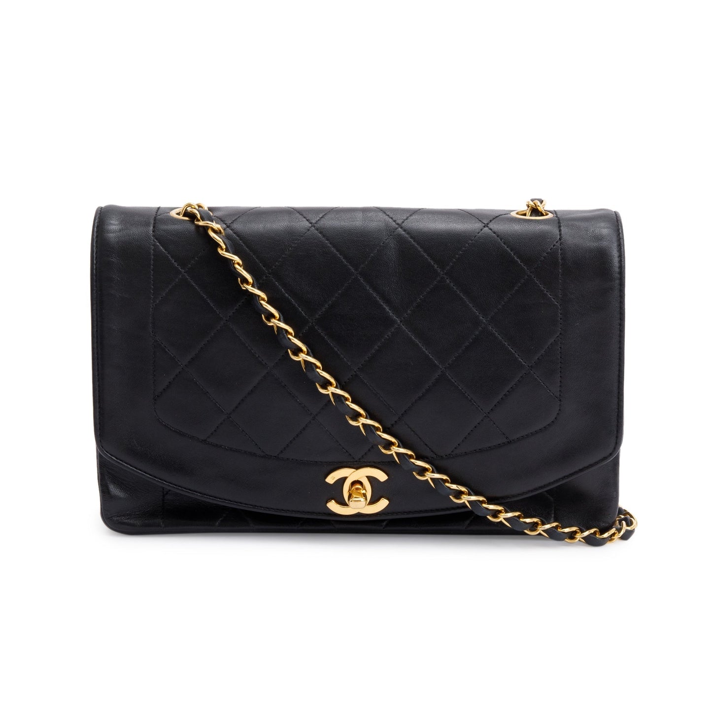 Chanel Vintage Black Quilted Lambskin Leather Classic Medium Double Flap Bag