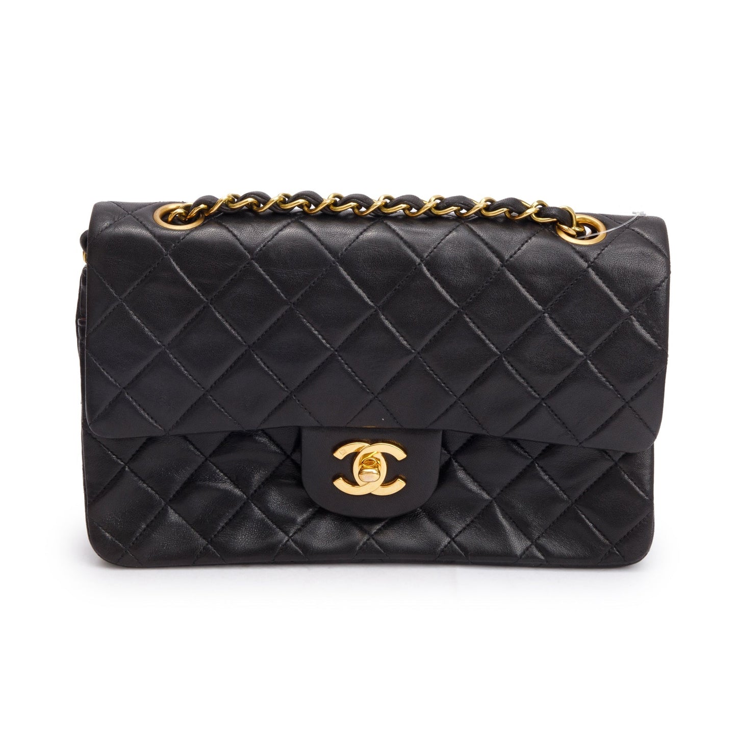 Chanel Vintage Black Quilted Lambskin Leather Classic Medium Double Flap Bag