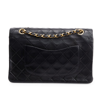 Chanel Vintage Black Quilted Lambskin Leather Classic Medium Double Flap Bag