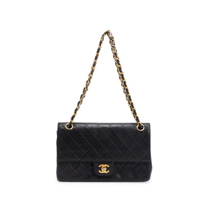 Chanel Vintage Black Quilted Lambskin Leather Classic Medium Double Flap Bag