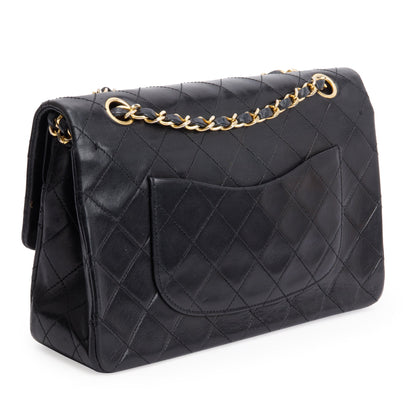 Chanel Vintage Black Quilted Lambskin Leather Classic Medium Double Flap Bag