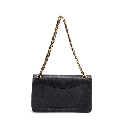 Chanel Vintage Black Quilted Lambskin Leather Classic Medium Double Flap Bag