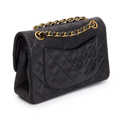 Chanel Vintage Black Quilted Lambskin Leather Classic Medium Double Flap Bag