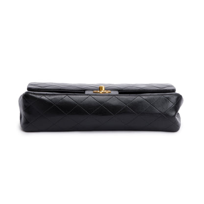 Chanel Vintage Black Quilted Lambskin Leather Classic Medium Double Flap Bag