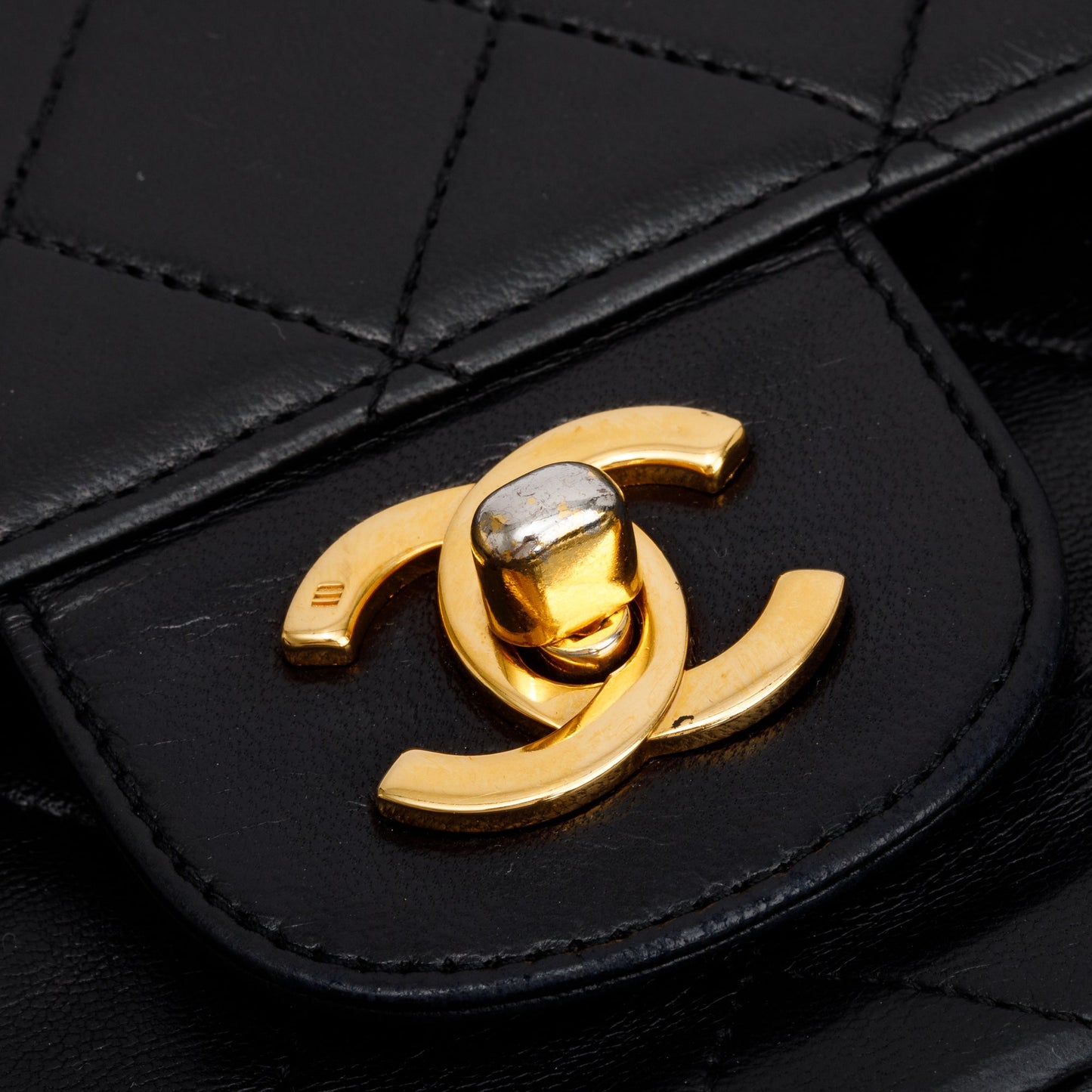 Chanel Vintage Black Quilted Lambskin Leather Classic Medium Double Flap Bag