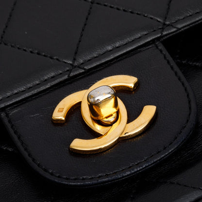 Chanel Vintage Black Quilted Lambskin Leather Classic Medium Double Flap Bag