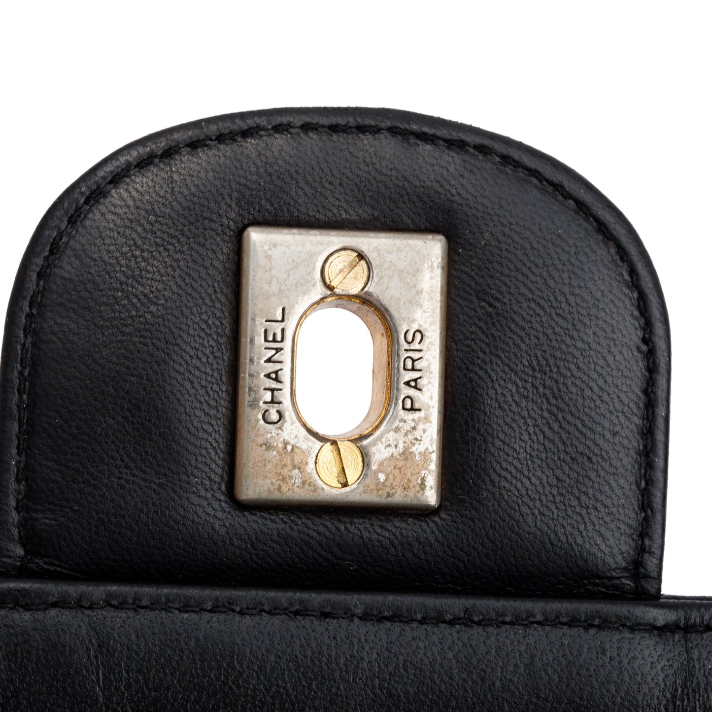 Chanel Vintage Black Quilted Lambskin Leather Classic Medium Double Flap Bag